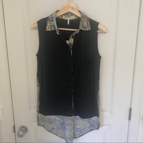 House Of Harlow Oil Print Collared Top NWT - Picture 6 of 8